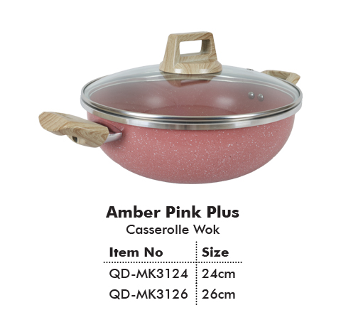 Amber Pink Casserolle Wok